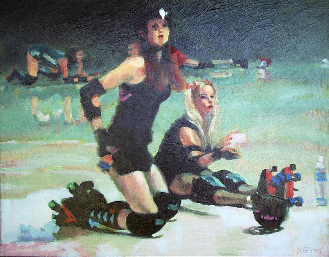 Roller Derby Oil on Canvas