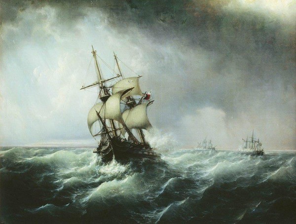 картина Алексея Боголюбова Морской бой. 1859