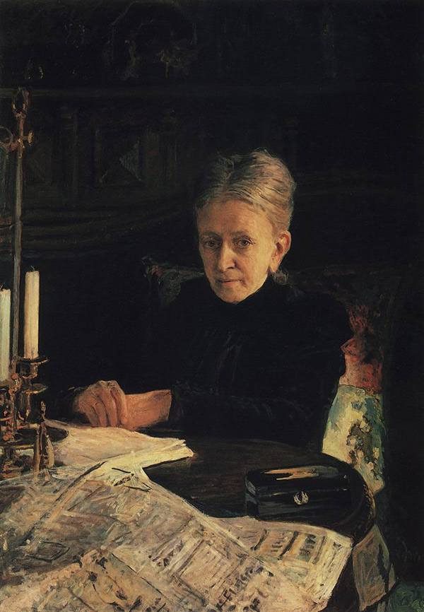 Портрет писательницы и общественной деятельницы Е.О.Лихачевой. 1892.