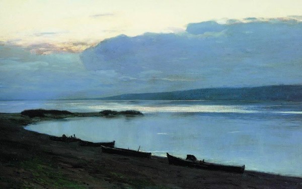 картины Левитана пейзажи Вечер на Волге2. 1888