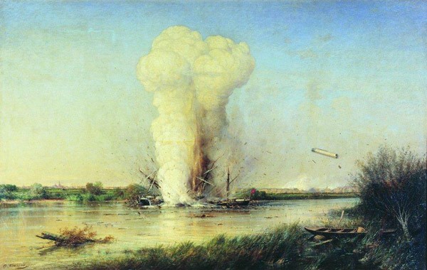 Взрыв турецкого броненосца Люфти-Джелиль на Дунае 29 апреля 1877 года. 1877