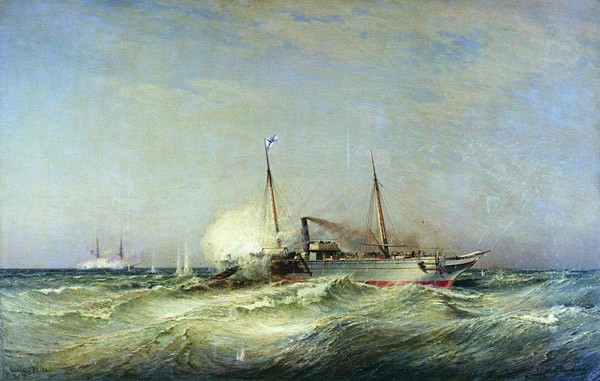 Бой парохода Веста с турецким броненосцем Фетхи-Бутленд в Черном море 11 июля 1877 года. 1878