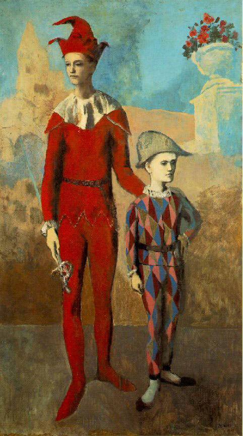 Картины Пабло Пикассо Акробат и молодой Арлекин