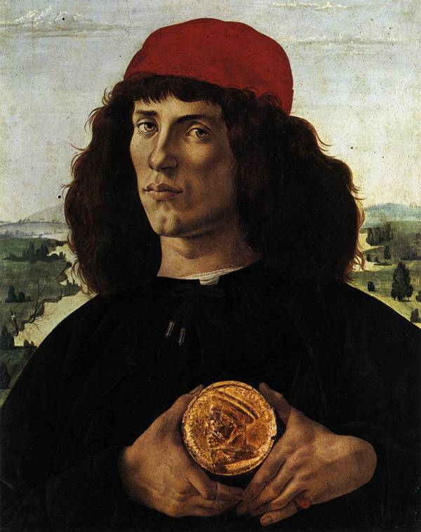 портреты Боттичелли Портрет неизвестного с медалью Козимо Медичи Старшего.