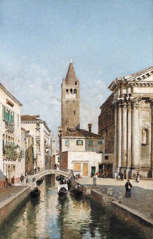 Венецианский канал с церковью Сан Барнабы и площадью Сан Барнабы